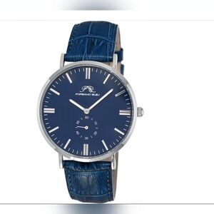 PORSAMO BLEU Henry Watch Dsgn W- Stainless Steel Case & Lux Leather